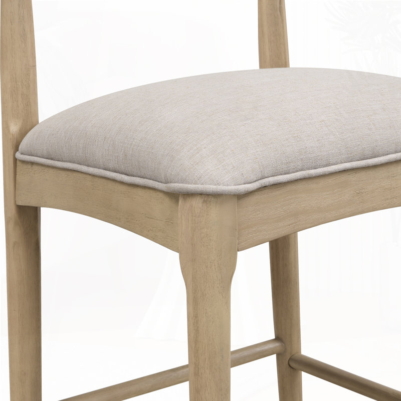 Wood Frame Barstool, Gray Seat/Wood Frame, Counter Stool (26.5" Seat Height)