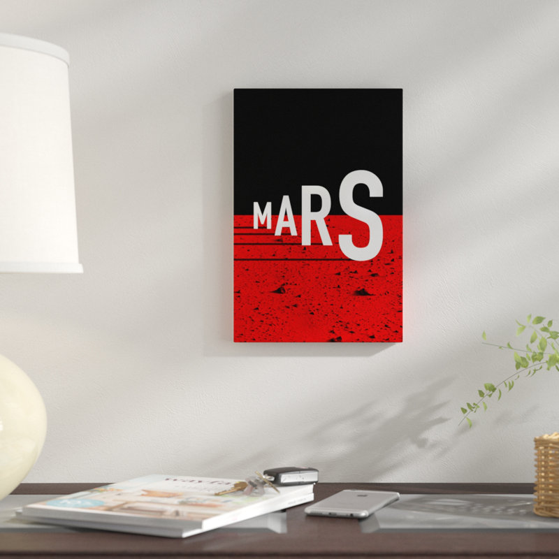 « to mars », reproduction d’impression sur toile, H 12 po x l 8 po x P 0,75 po, Pas de tapis, Toile tendue