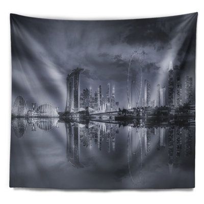 Tapisserie de paysage urbain noir et blanc