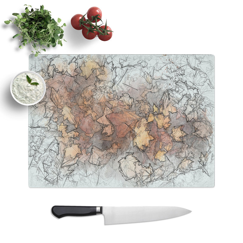 Tempered Glass Fallen Leaves Chopping Board, 28.5 cm x 39 cm