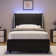 Bed Frame with Headboard and LED Lights, Leather Upholstered Bed Frame, Wingback/Headboard Splicing Design, No Box Spring Needed, Easy Assembly