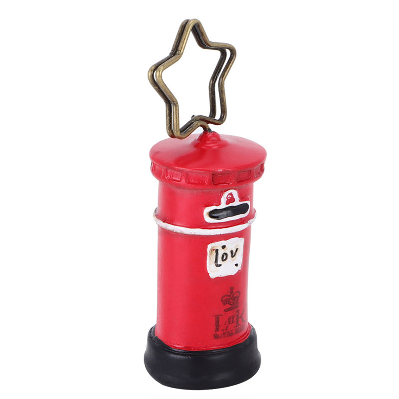 Mignon boîte aux lettres en résine, mémo, photo, clip en métal, note, porte-message, décoration, bricolage, rouge
