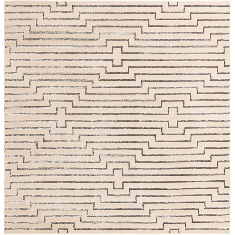 Tapis contemporain blanc et argenté Omotayo