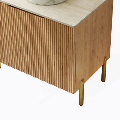 Armoire autoportante 30 po sans lavabo, avec comptoir blanc Carrara et 2 portes, grain de bois