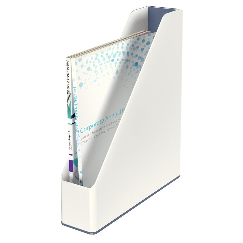 Free Standing Magazine Rack, White/Grey