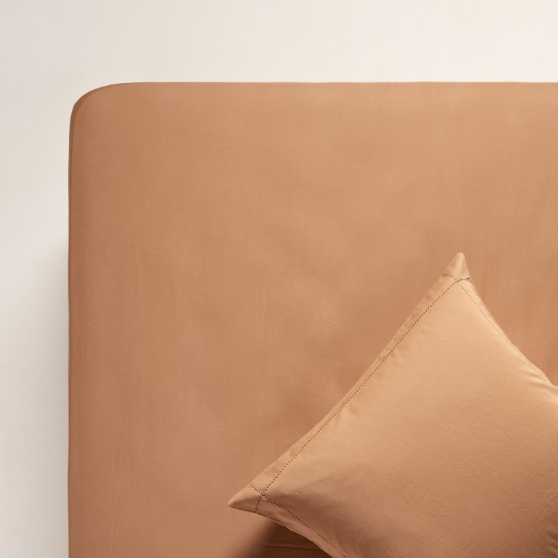 100% Cotton Plain Weave / Muslin Fitted Sheet, European Double (140 x 200 cm), Orange