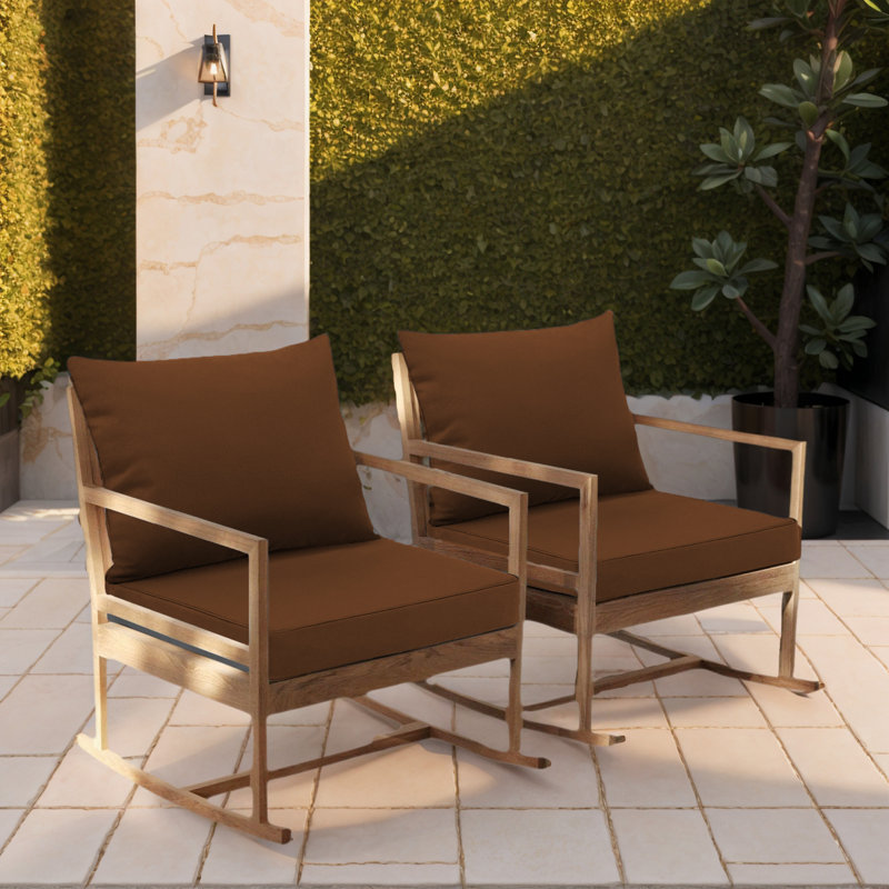 2 Set Of Outdoor Seat And Back Cushion ，Patio Furniture Cushions With Removable Cover, Brown, 22" W x 22" D