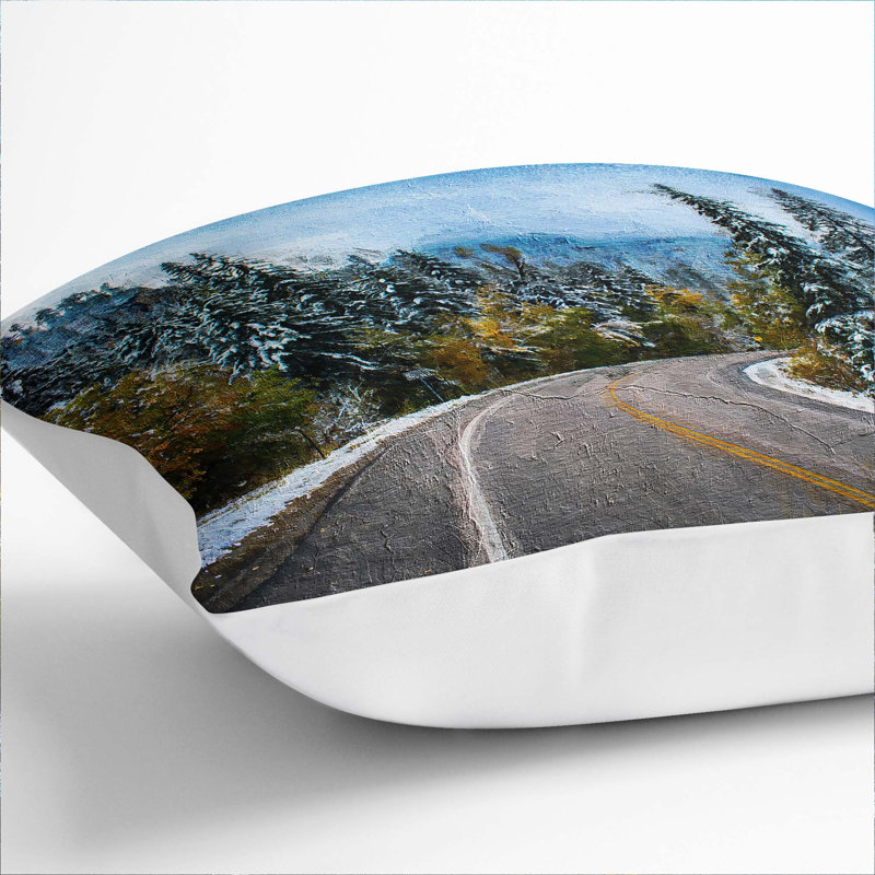 Winter Forest Road Cushion with Filling, 55cm H x 55cm W x 20cm D, White