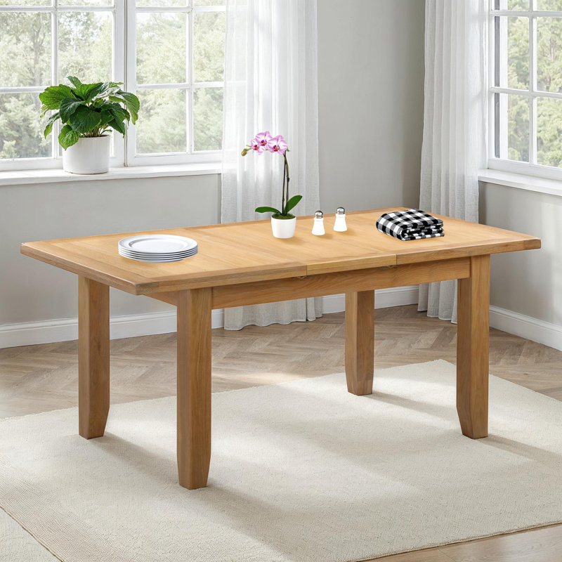Windsor Extendable Oak Top Dining Table, Brown