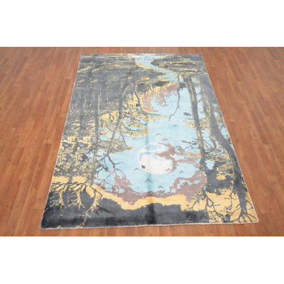 Tapis abstrait mystique forêt clair de lune mystique 6 x 8