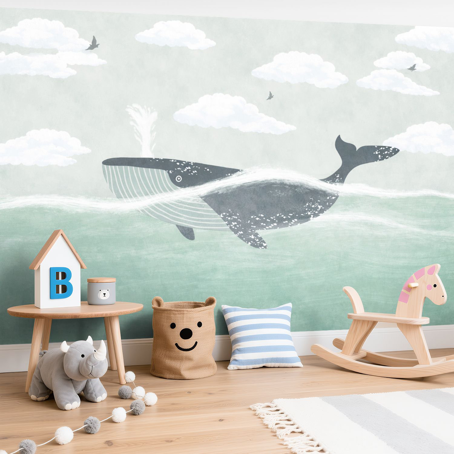 Latitude Run® Peel and Stick Wallpaper Rainbow Sky Pastel Clouds Hearts ...