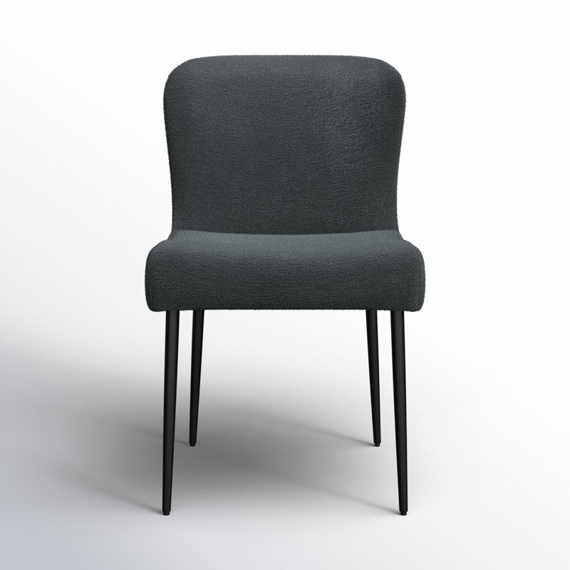 Estrella Boucle And Metal Legs Dining Chair, Dark Gray