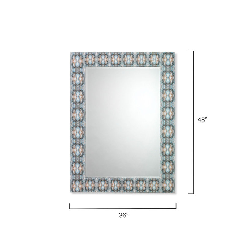 Rorschach Flat Engineered Wood Beveled Wall Mirror, Blue