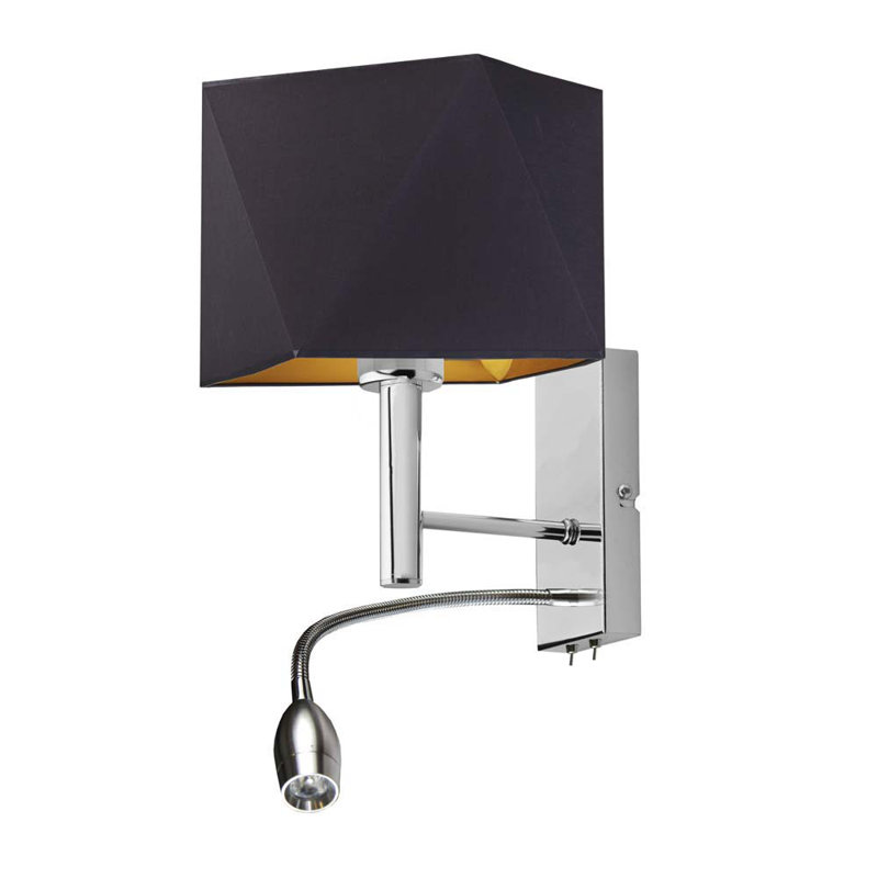 Edvin LED Armed Sconce, Chrome, Black