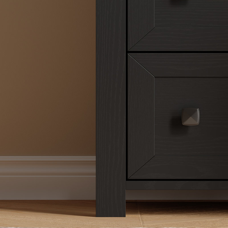 Commode 9 tiroirs pour chambre à coucher, commode large moderne, rangement en bois, Noir / robuste