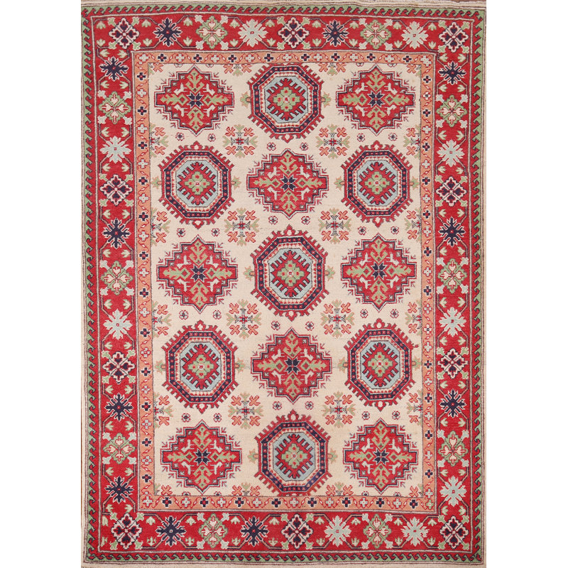 Tapis oriental ivoire fait à la main Kazak 5