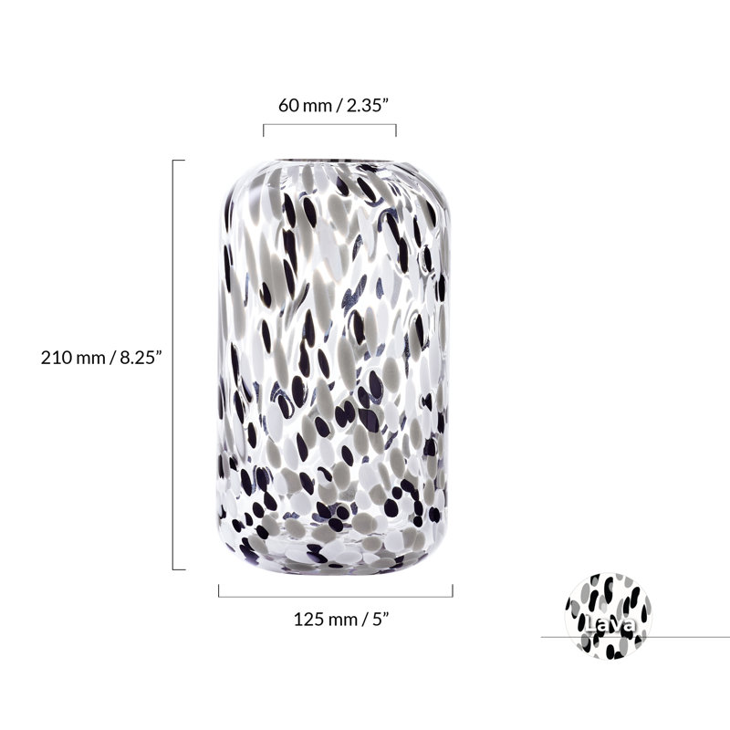 Lava Handmade Glass Table Vase, 21cm H x 12.5cm W x 12.5cm D, Charcoal