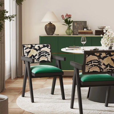 Chaise en velours vert Mid-Century