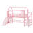 Metal House Loft Bed With Slide,Stairs And Storage Shelves-1384695409