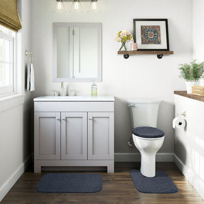 Gramercy 3 Piece Washable Bathroom Rug Set Slate Blue