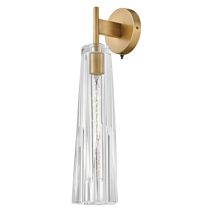 Cosette Single Light Wall Sconce w/ Thick Crystal-Cut Shade & On/Off Switch, Clear Crystal