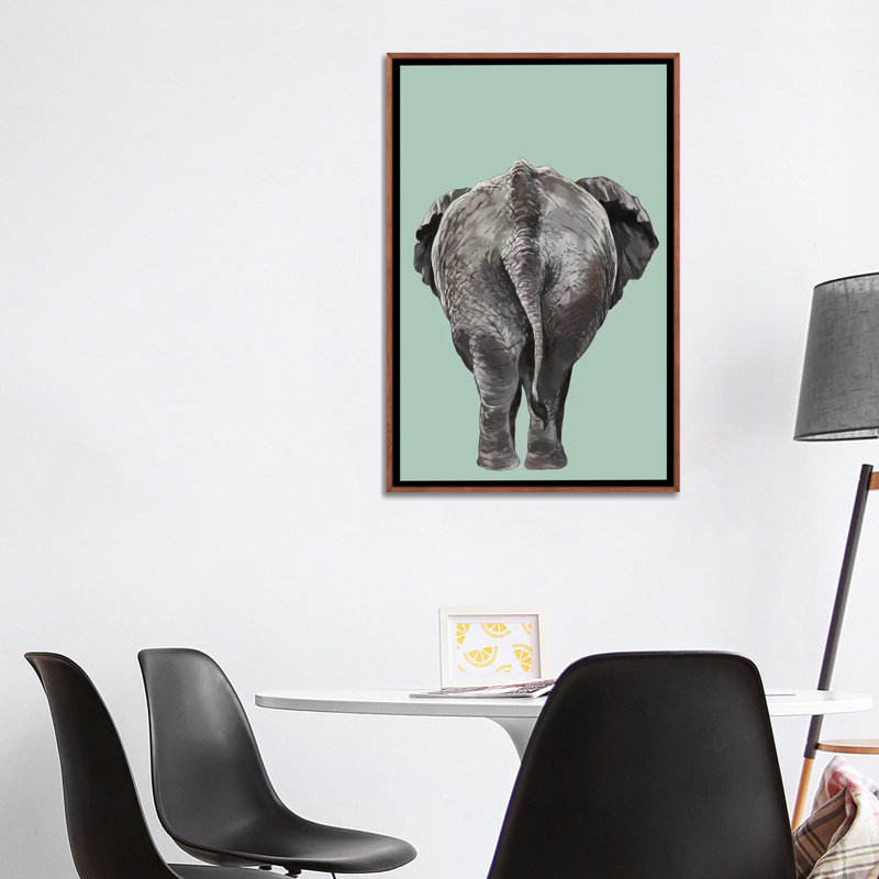 Art de bout éléphant, H 48 po x l 32 po x P 1,5 po, Toile avec cadre en bois classique