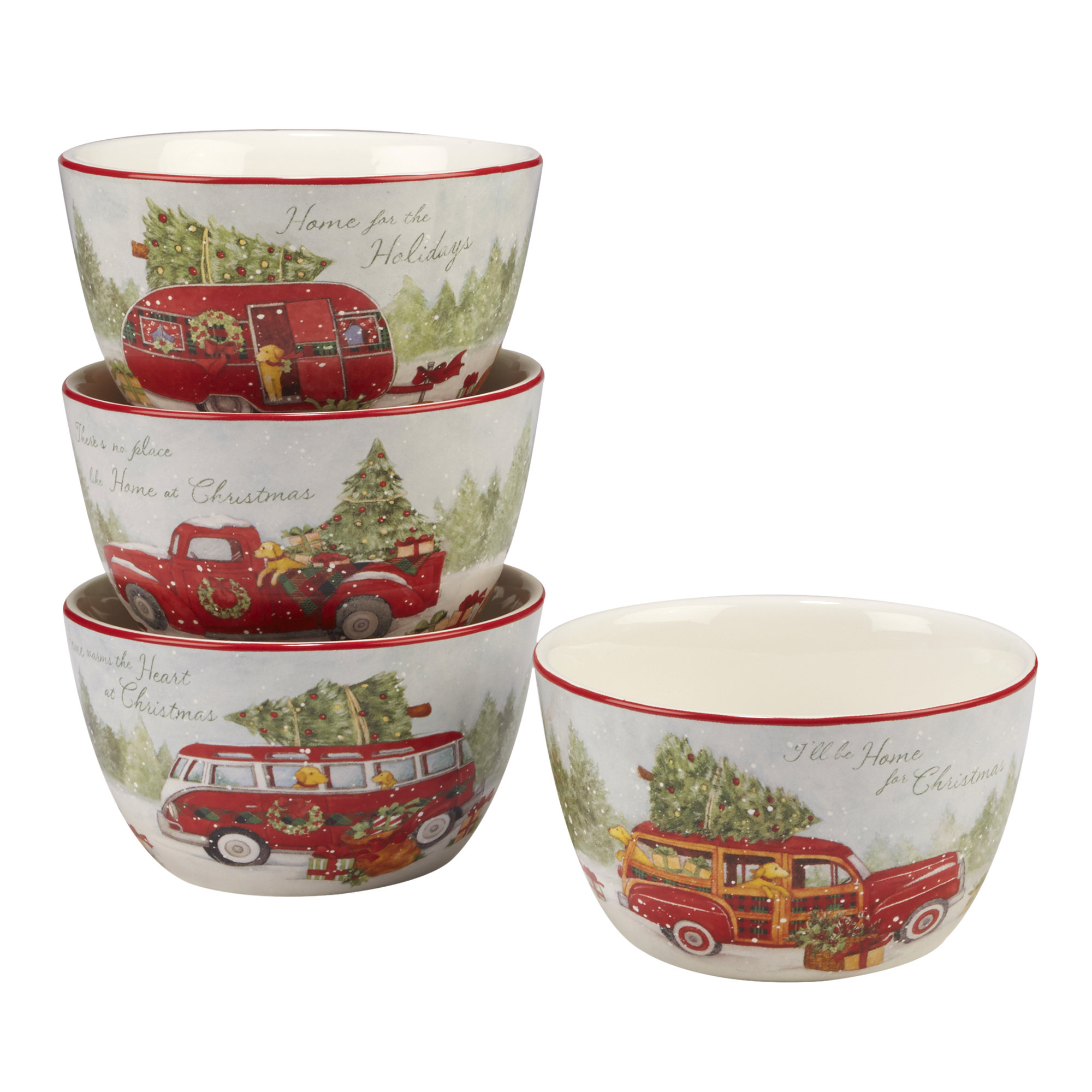 Santa's Workshop Red & White Holiday Ceramic Batter Bowl