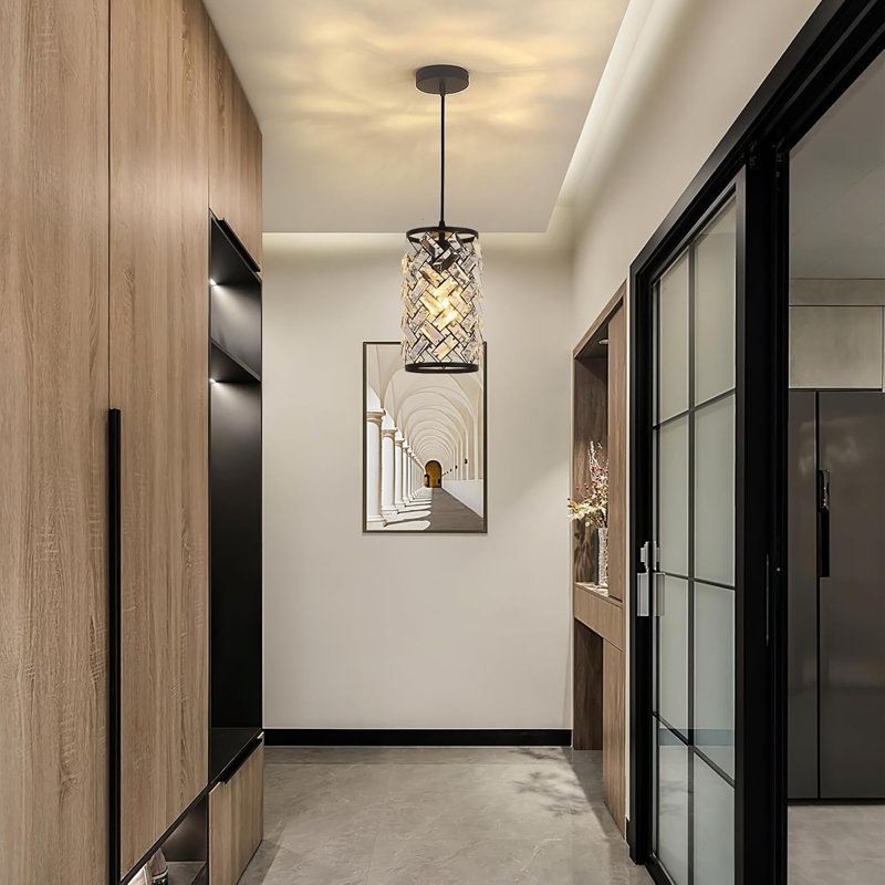 Luminaire suspendu en cristal, luminaires suspendus modernes noirs, luminaires suspendus réglables à cordon pour îlot de cuisine, salle à manger, bar, couloir, entrée, cuisine, luminaire suspendu en cristal K9