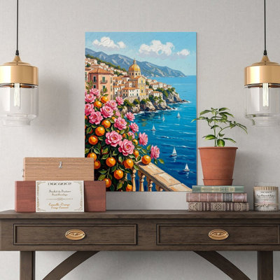 Canvas Wall Art Amalfi Coast Art Print, Italy Coastal Decor-2 Vintage Poster Print Home Decor