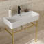 Lavabo de console de salle de bain 31,5 "avec trop-plein, console en céramique cuve blanche avec pieds dorés