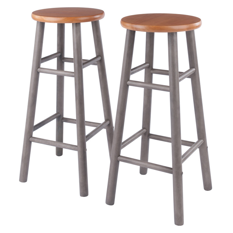 Tabourets de comptoir 2 pièces Cherlin, Tabouret de bar (siège d'une hauteur de 29 po), Gris huître / brun