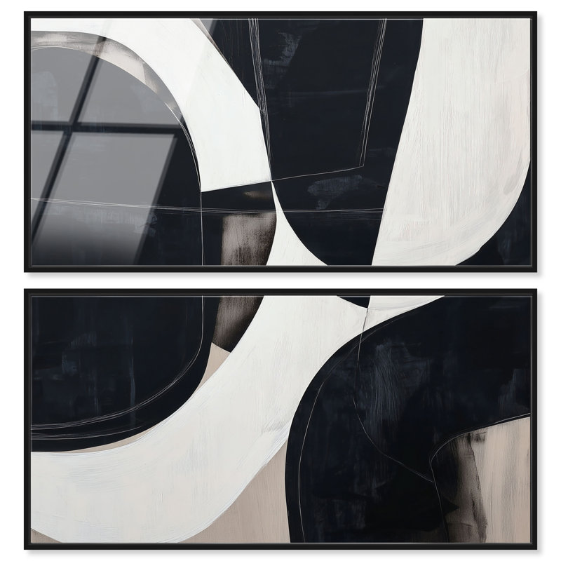 Ensemble d'art mural pour salon « Shadowed Arch II », impression acrylique encadrée, par Art Remedy, cadre noir, 46 x 23