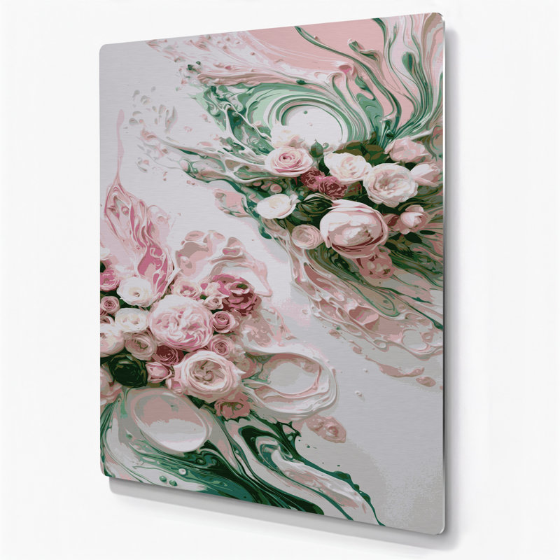 Abstract Fluid Art 8 Beige Metal Wall Art, 11" H x 14" W