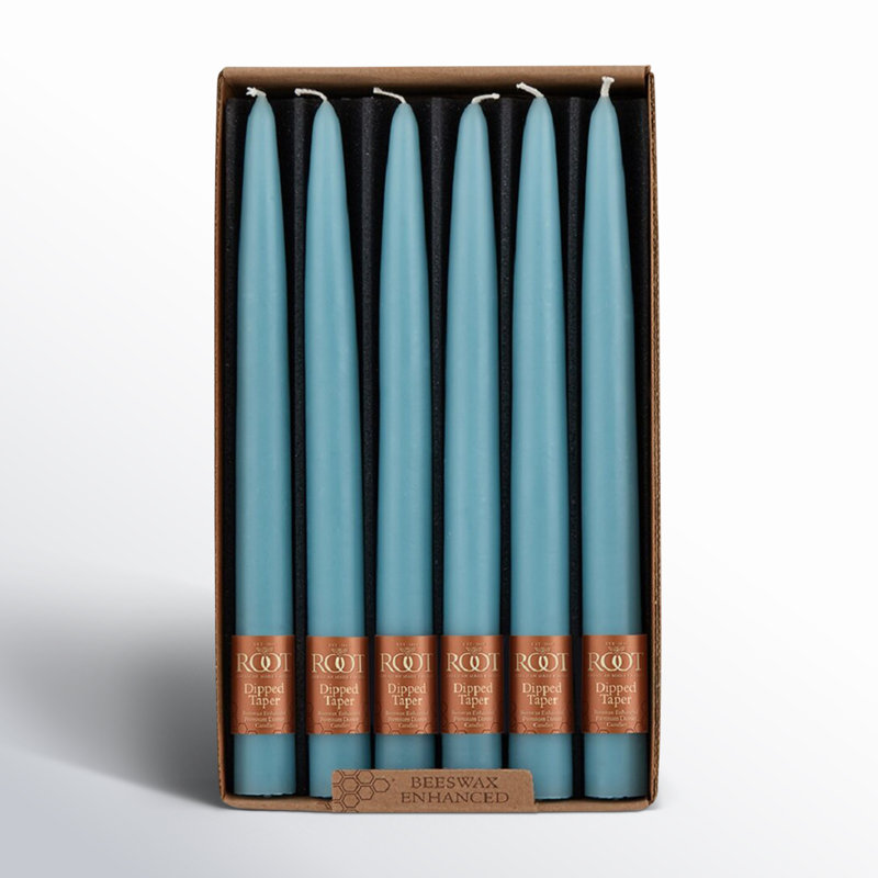 Ensemble de 12 chandelles coniques non parfumées 12 pièces, Ciel, H 9 po x l 0,88 po x P 0,88 po