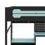 Structure contemporaine pour lit mezzanine double pleine grandeur, avec bureau, tablettes de rangement, lumières DEL, ports USB et panneau perforé-1538740094