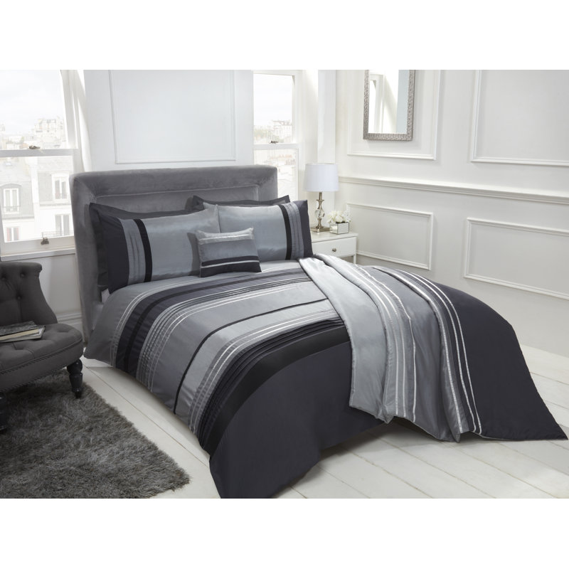 Francesca Striped Rectangular Cushion, Charcoal