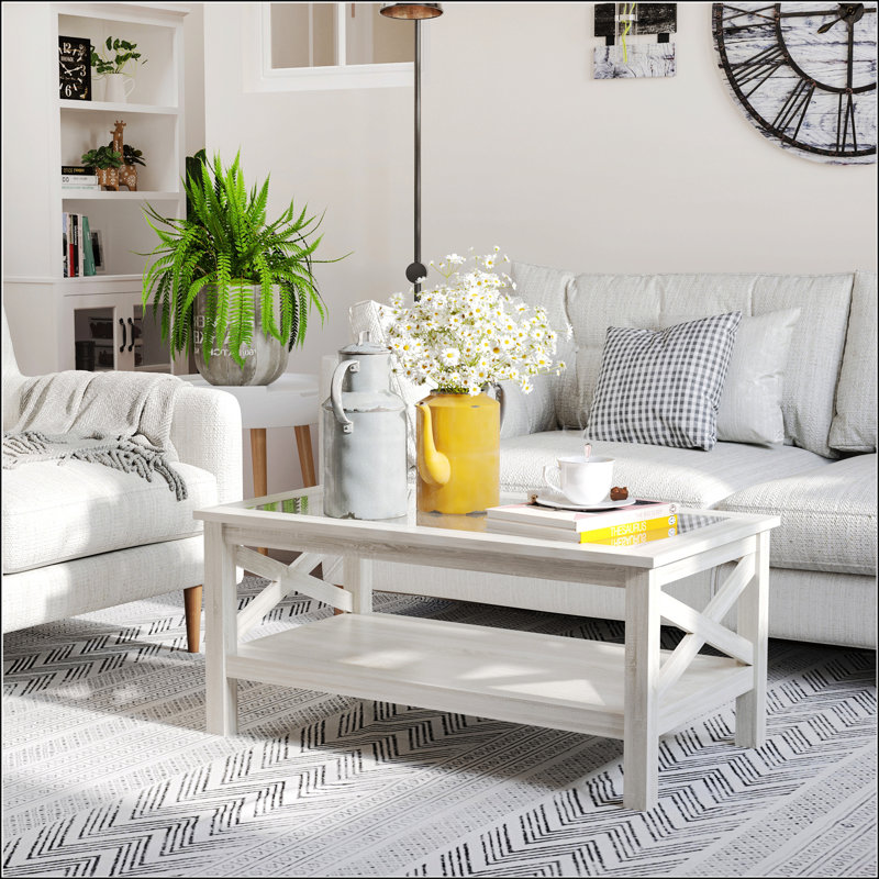 Table basse de style campagnard avec structure en bois