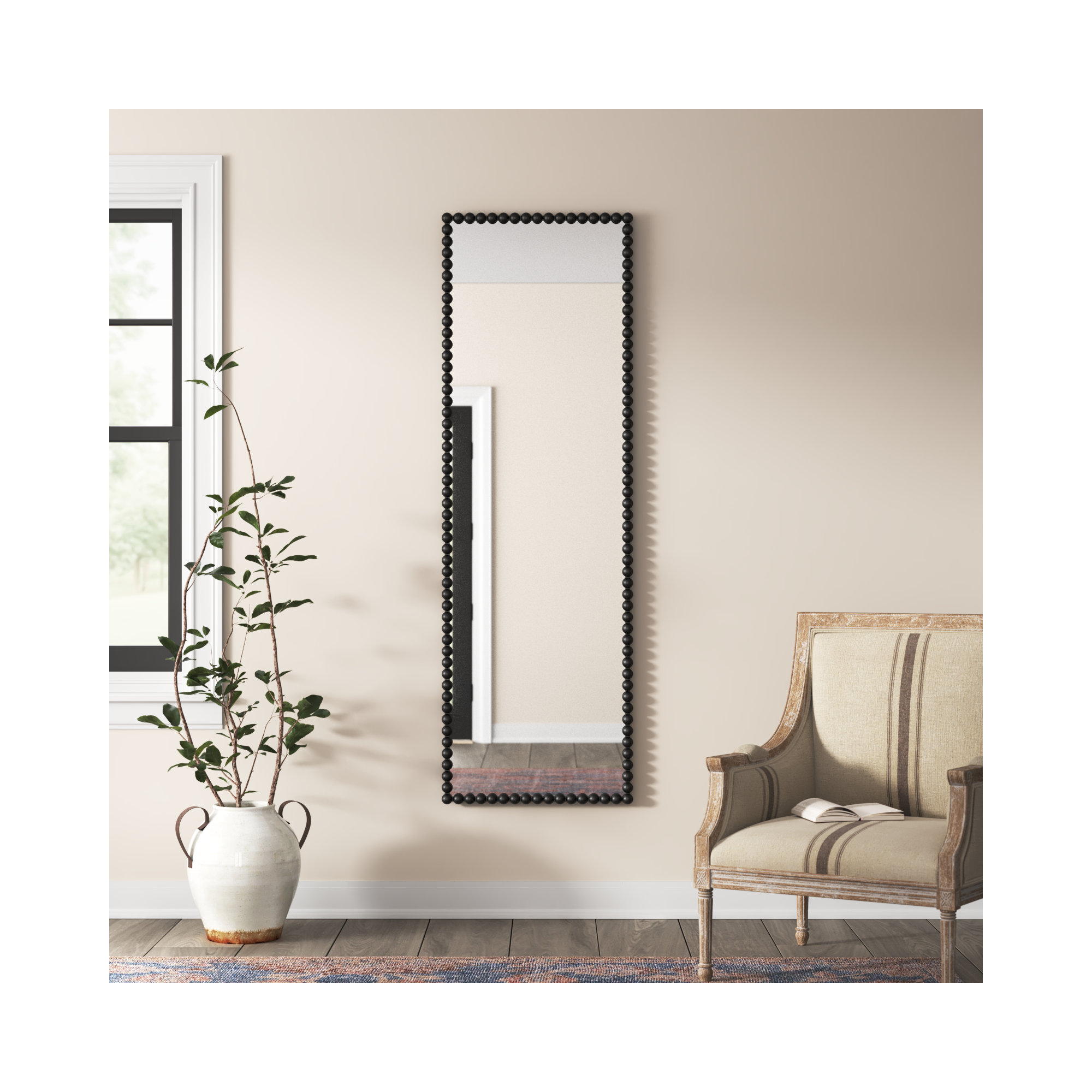 Sanne Metal Mirror, Satin Black, 72.25" H x 23.38" W