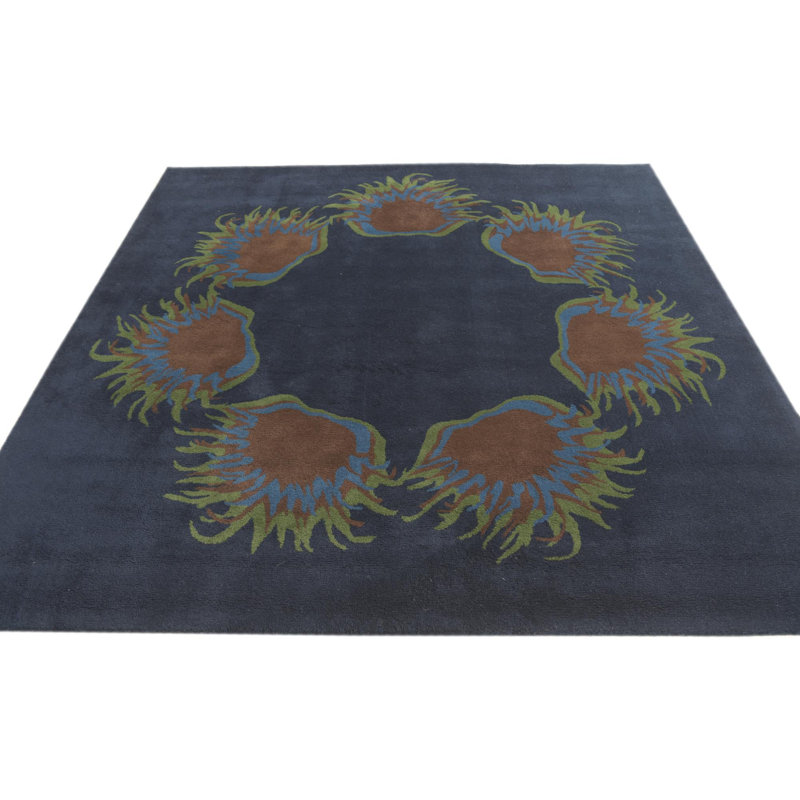 Tapis carré bleu marine Myrick