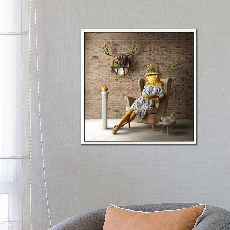 Home Fairytale: Frog Queen by Spielsinn Design - Gallery-Wrapped Canvas Giclée on Canvas, White Framed