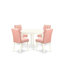 L'ensemble de table de salle à manger 5 pièces comprend une table de salle à manger et 4 chaises de salle à manger Parson en tissu de polyester beige rouge avec dossier élégant - finition lin blanc-313924996-273213518