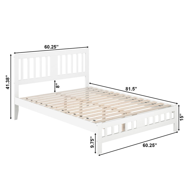 Lit en bois massif Jordon, Grand, Blanc