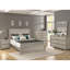 Lit en bois massif et grand lit de 63,32 po Large, placages de frêne, gris 82,66 po de profondeur