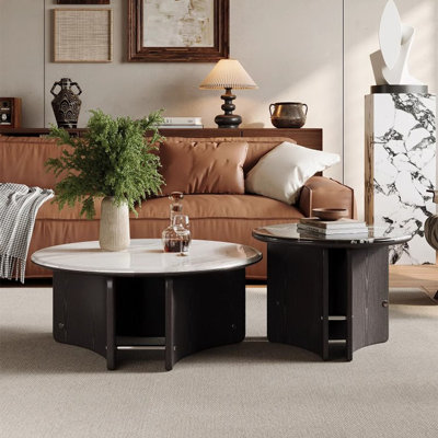 Round microcrystalline stone coffee table