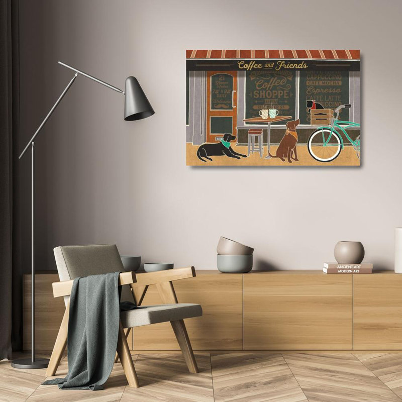 «Red and Barrel Studio® Charron, galerie Véronique, art sur toile tendue: Coffee and Friends I, H 17 po x l 24 po
