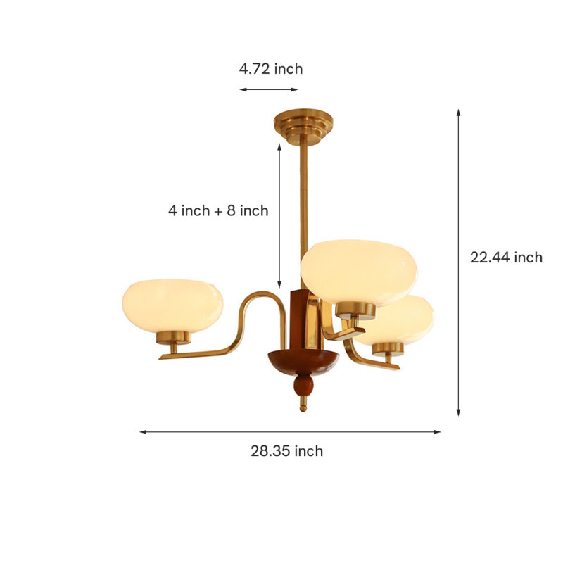 Kanth 3-Light Classic Cream Glass Chandelier