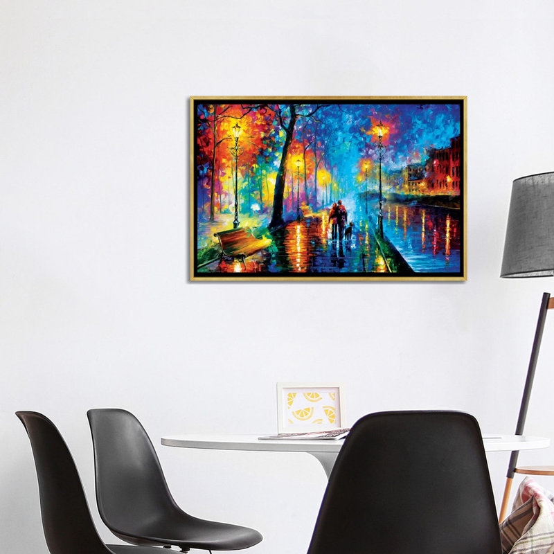 « melody of the night »-reproduction d’art sur toile tendue, Papier dans un cadre flottant, H 24 po x l 32 po, Doré