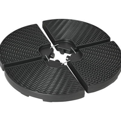 Outdoor Umbrella Base Weights - 4 , Up To 150 Lb., , Black, Water/sand Fill Option, -like Design, All-weather Lb. Load, 4, Fillable, Texture, Use