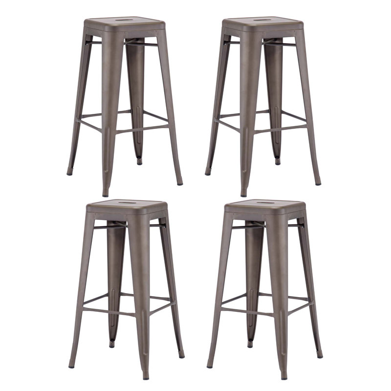 Stainless Steel Outdoor Stool, Matte Grey