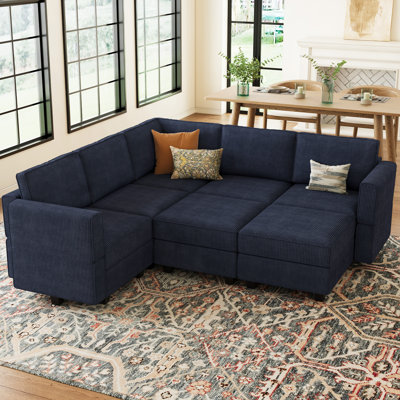 Nairoby Corduroy L-Shaped Sleeper Sectional